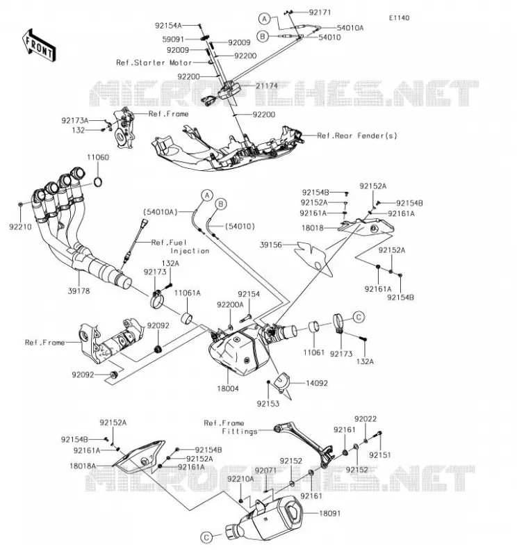 &Eacute;CHAPPEMENT Kawasaki MOTOS 1000 2018 NINJA ZX-10R SE  ZX1002CJF