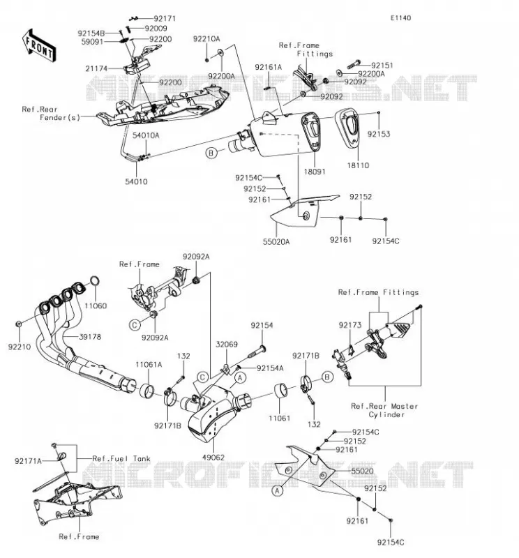 &Eacute;CHAPPEMENT Kawasaki MOTOS 636 2018 NINJA ZX-6R  ZX636FJF