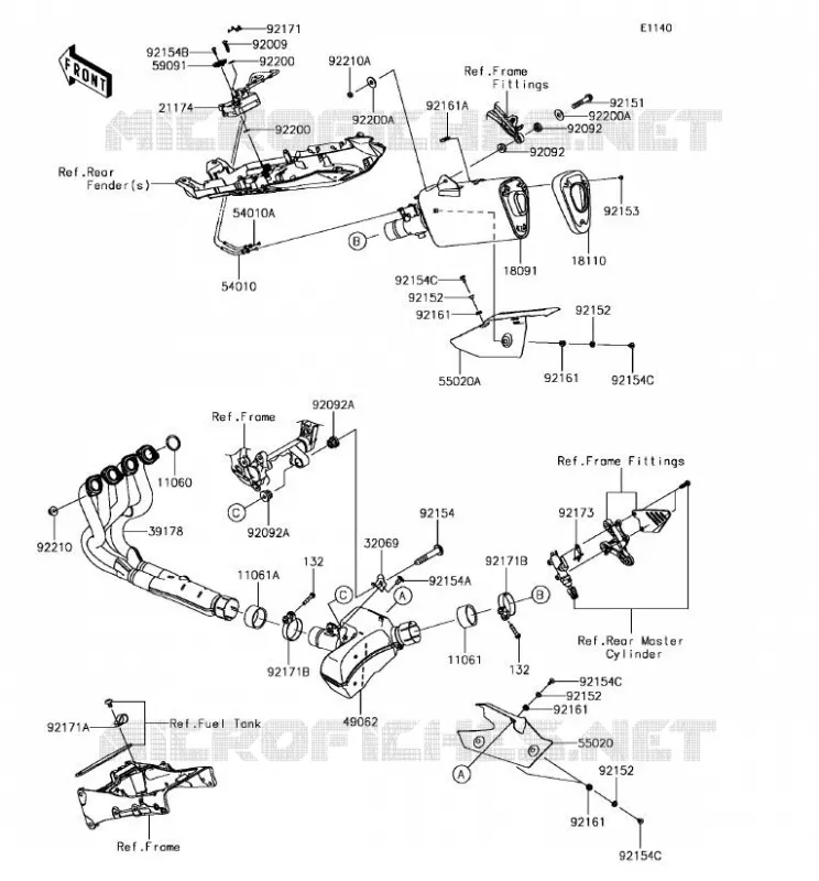 &Eacute;CHAPPEMENT Kawasaki MOTOS 636 2017 NINJA ZX-6R ABS  ZX636FHFA
