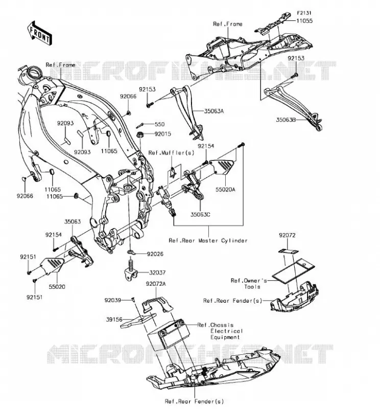 PIECE DE CADRE (COUVERTURE) Kawasaki MOTOS 636 2017 NINJA ZX-6R ABS  ZX636FHFA