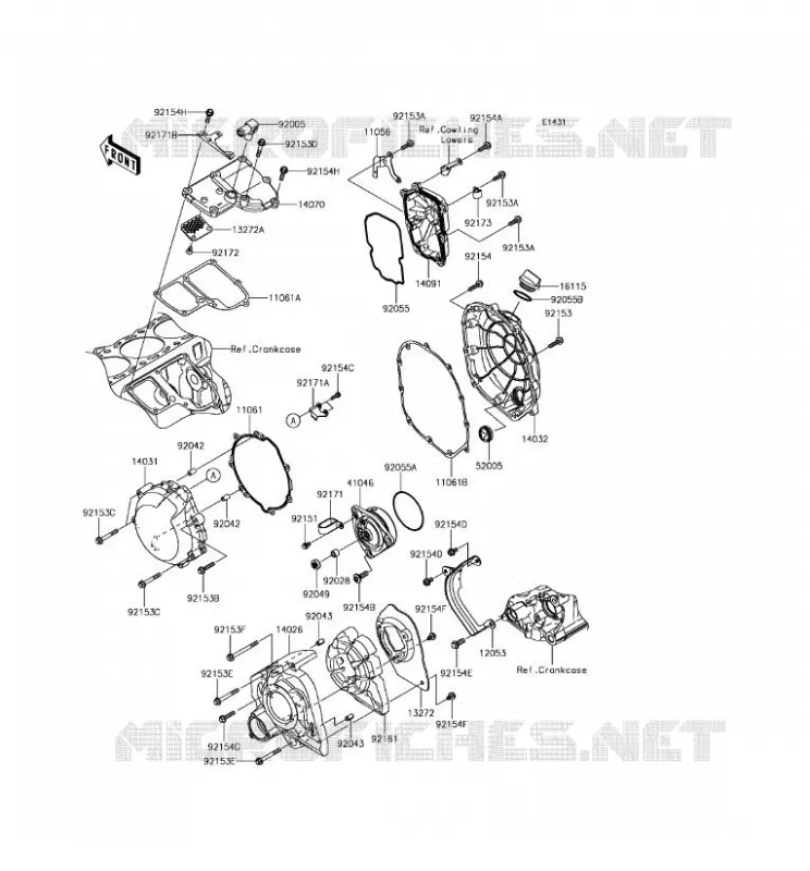 COUVERCLES MOTEUR Kawasaki MOTOS 1400 2018 ZZR1400 ABS  ZX1400JJF