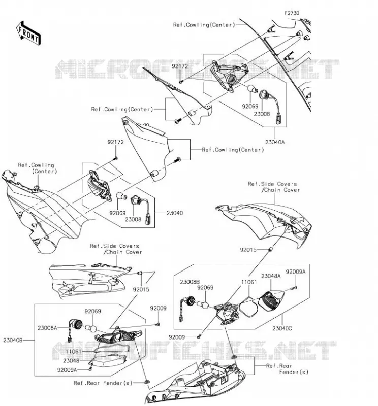 CLIGNOTANTS Kawasaki MOTOS 1400 2018 ZZR1400 ABS  ZX1400HJF