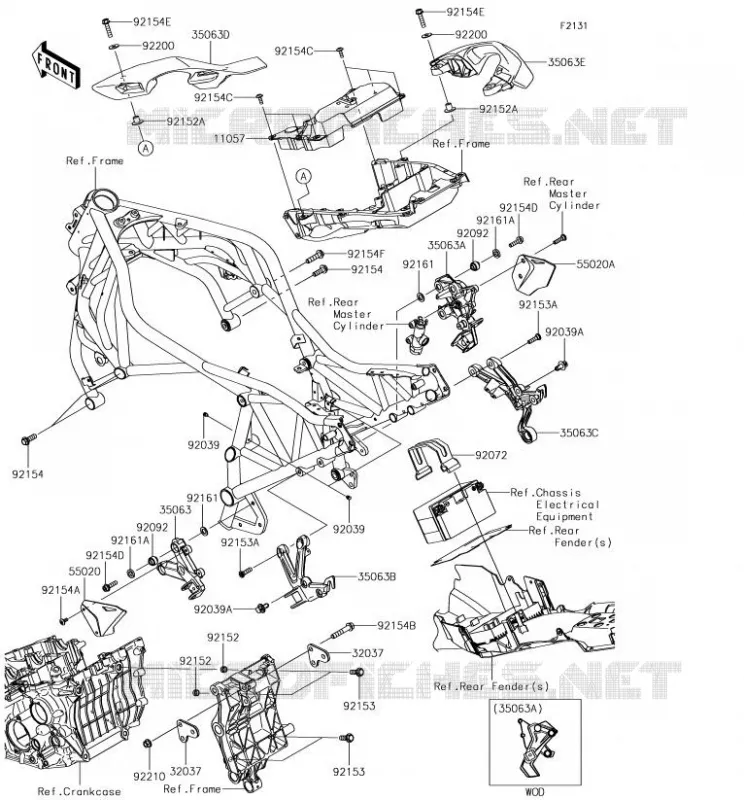 PIECE DE CADRE (COUVERTURE) Kawasaki MOTOS 1000 2018 NINJA H2 SX  ZX1002AJF