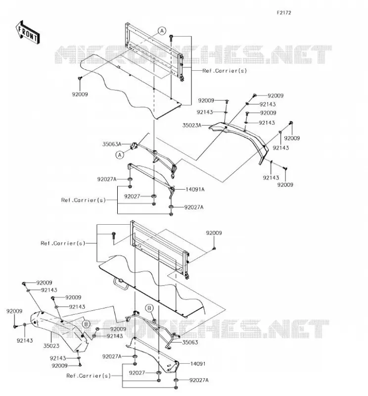 GARDE BOUE ARRI&Egrave;RE Kawasaki SSV 620 2018 MULE 4010 TRANS 4X4  KAF620RJF
