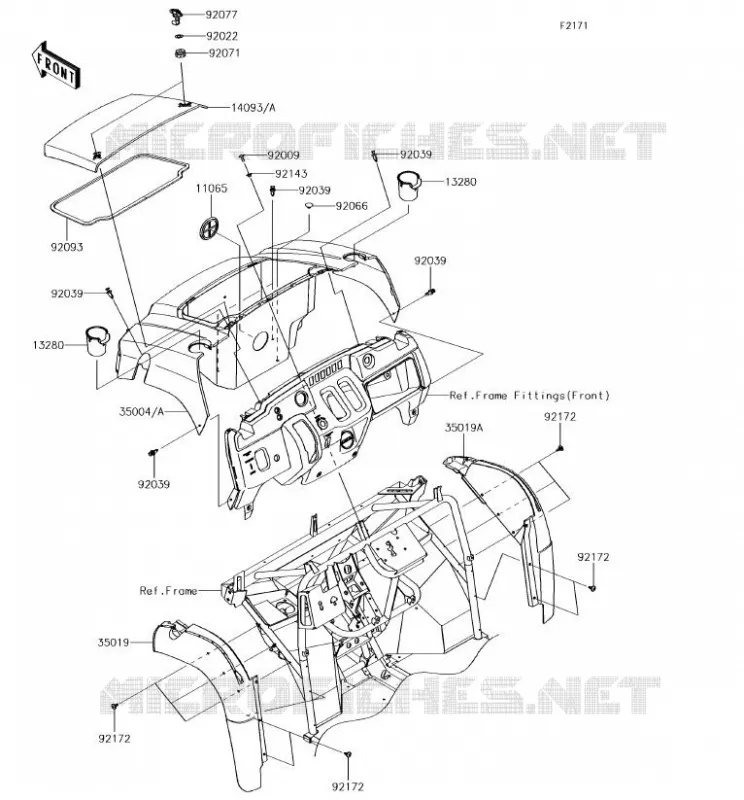 GARDE BOUE AVANT Kawasaki SSV 400 2018 MULE SX  KAF400JJF