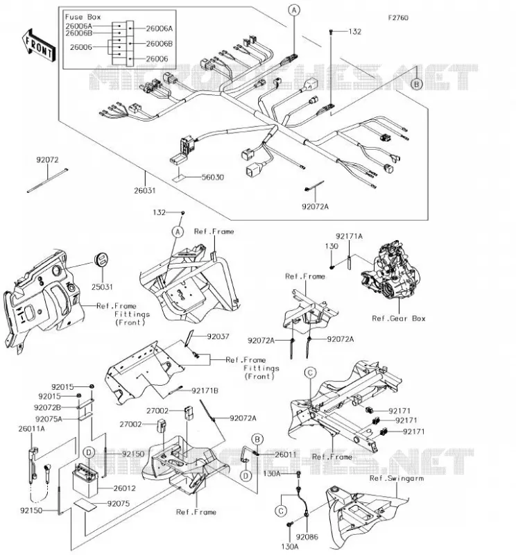 CHASSIS EQUIPMENT ELECTRIQUE Kawasaki SSV 400 2018 MULE SX  KAF400JJF
