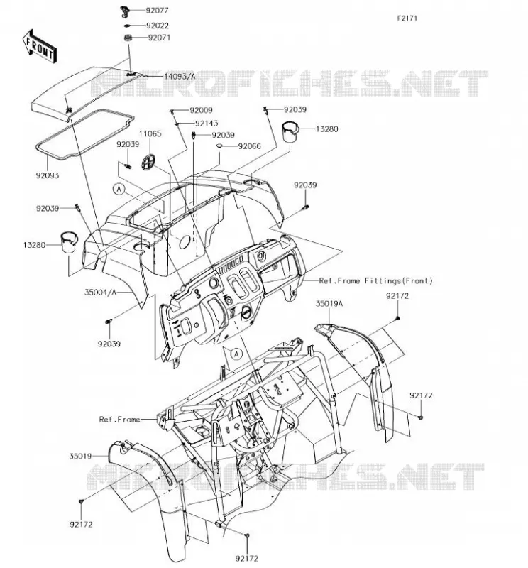 GARDE BOUE AVANT Kawasaki SSV 400 2018 MULE SX  KAF400JJF