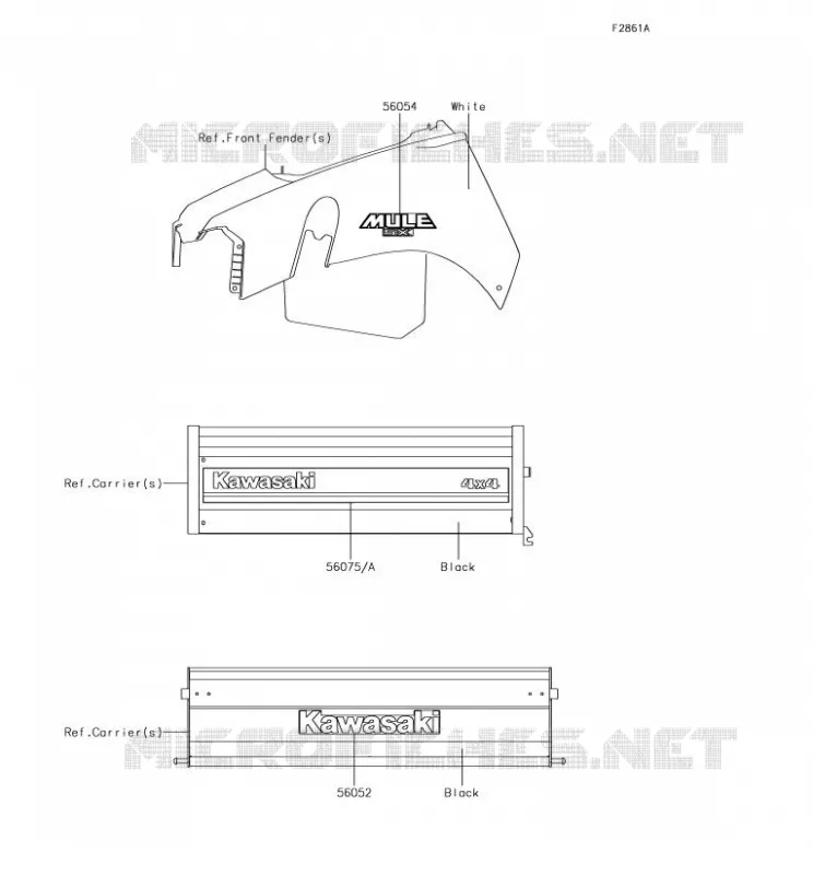 Decals(White)(NJF) Kawasaki SSV 400 2018 MULE SX  KAF400NJF