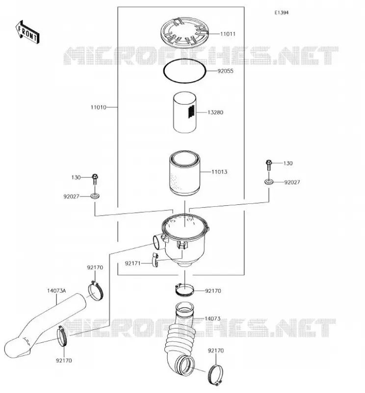 FILTRE A AIR - CONVERTISSEUR Kawasaki SSV 400 2018 MULE SX  KAF400MJF