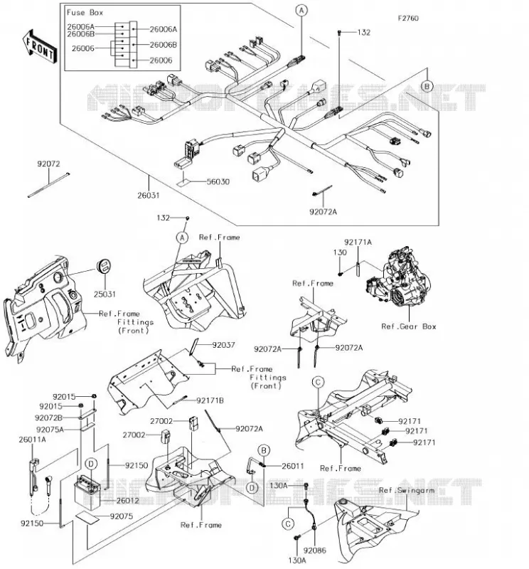 CHASSIS EQUIPMENT ELECTRIQUE Kawasaki SSV 400 2018 MULE SX 4X4  KAF400HJF