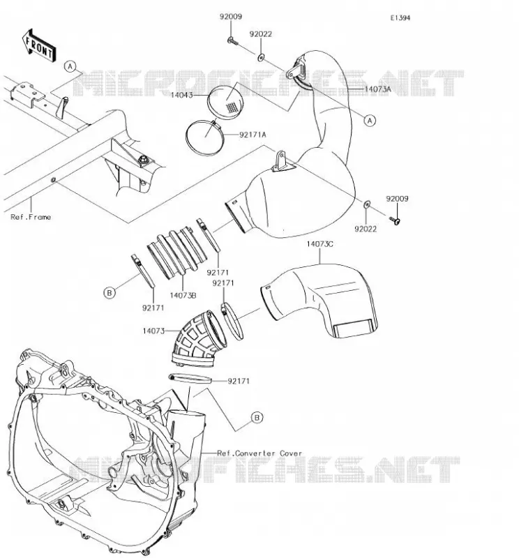 FILTRE A AIR - CONVERTISSEUR Kawasaki SSV 1000 2018 MULE PRO-DXT  KAF1000BJF