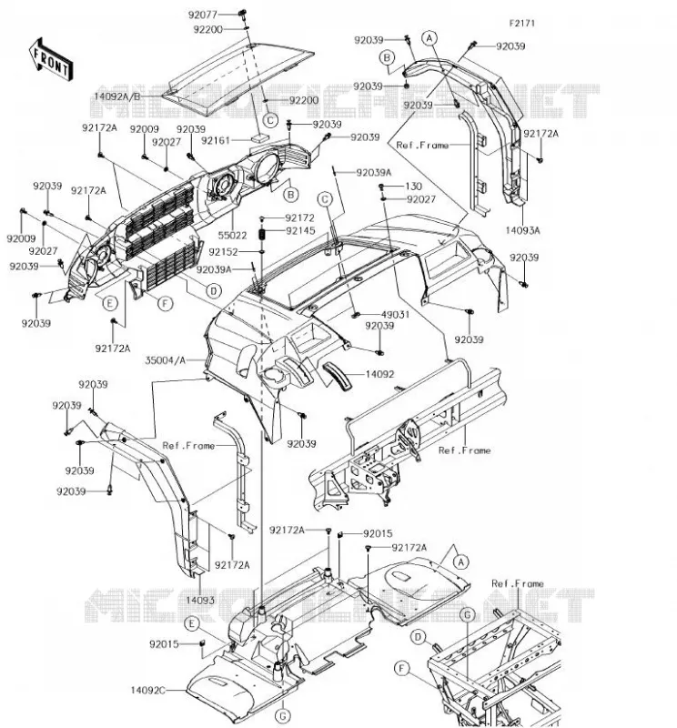 GARDE BOUE AVANT Kawasaki SSV 1000 2018 MULE PRO-DXT  KAF1000BJF