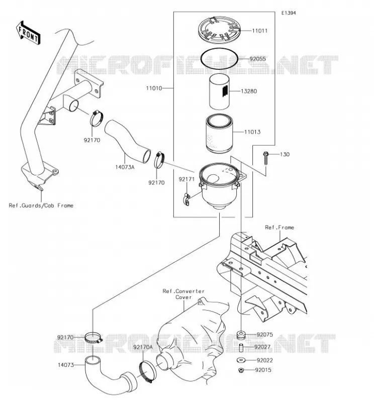 FILTRE A AIR - CONVERTISSEUR Kawasaki SSV 620 2018 MULE 4010 TRANS 4X4  KAF620XJF