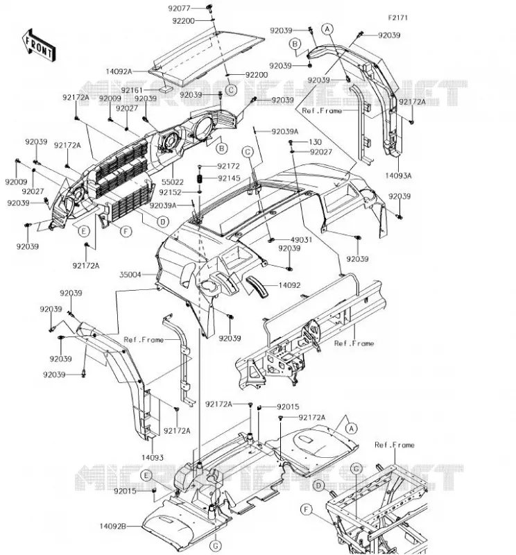 GARDE BOUE AVANT Kawasaki SSV 1000 2018 MULE PRO-DXT  KAF1000AJF