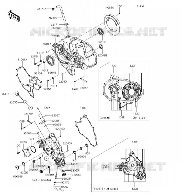 COUVERCLES MOTEUR Kawasaki SSV 800 2018 TERYX 4  KRT800GJF