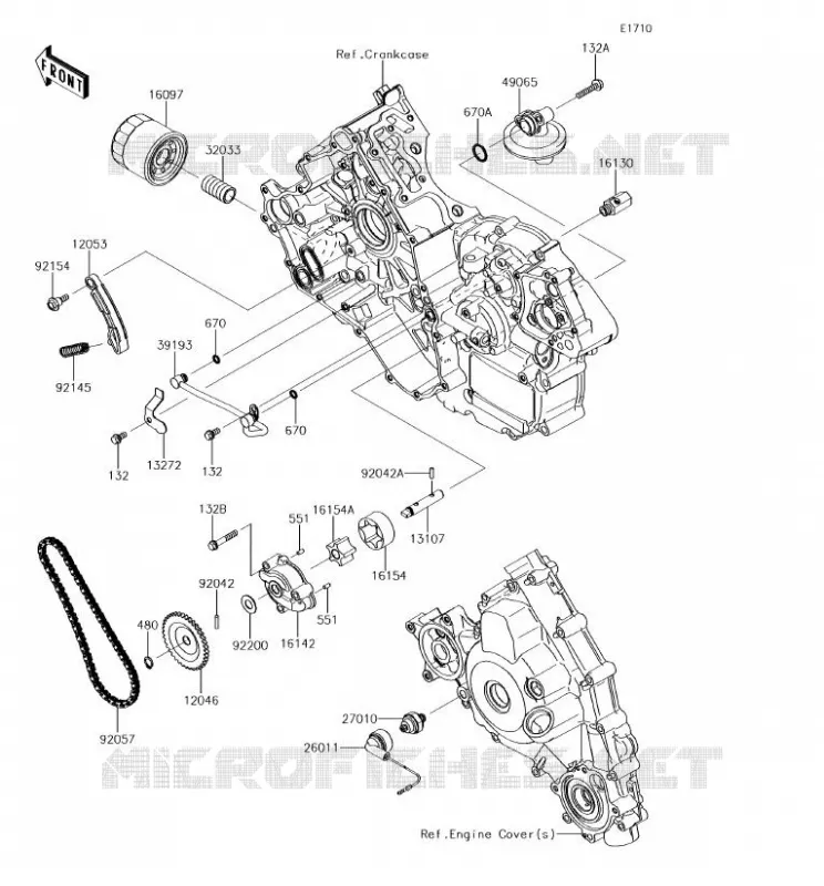 POMPE A HUILE/FILTRE &Agrave; HUILE Kawasaki SSV 800 2018 TERYX  KRF800GJFA
