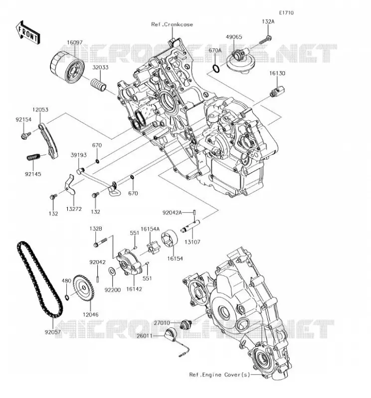 POMPE A HUILE/FILTRE &Agrave; HUILE Kawasaki SSV 800 2018 TERYX  KRF800FJF
