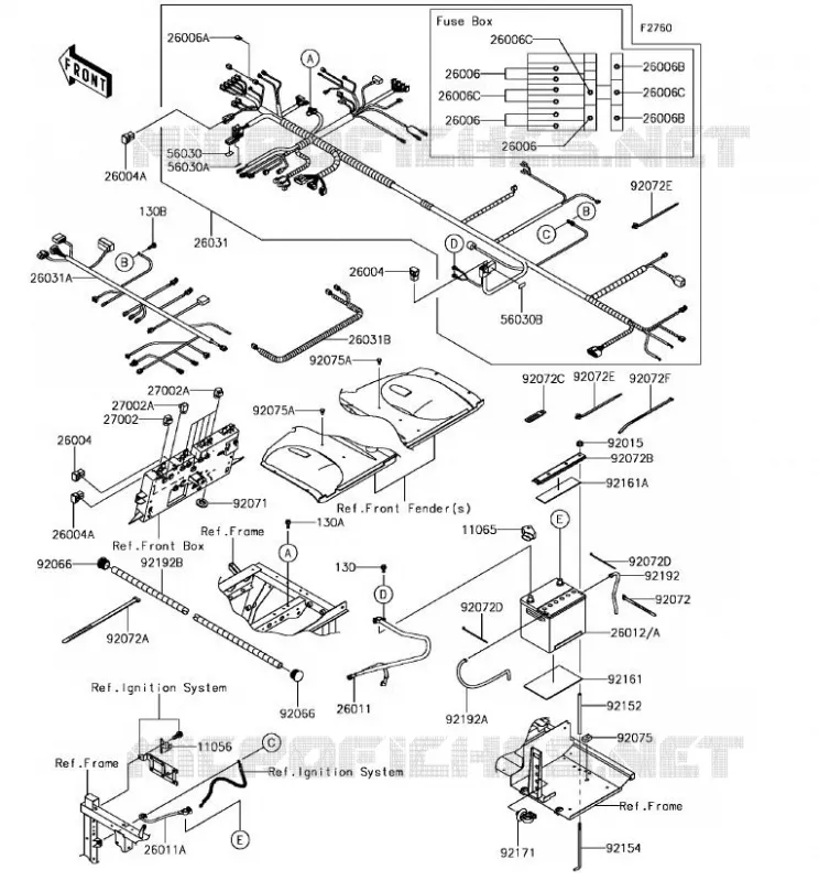 CHASSIS EQUIPMENT ELECTRIQUE Kawasaki SSV 820 2018 MULE PRO-FXT  KAF820BJF