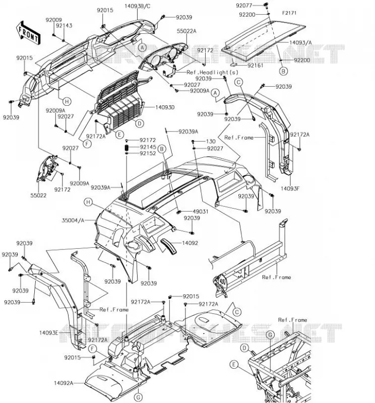 GARDE BOUE AVANT Kawasaki SSV 820 2018 MULE PRO-FXR  KAF820KJF