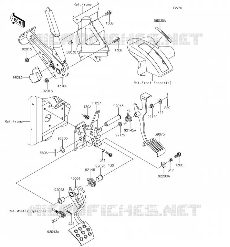 PEDALE DE FREIN/LEVIER ACCELERATEUR Kawasaki SSV 820 2018 MULE PRO-FXR  KAF820KJF