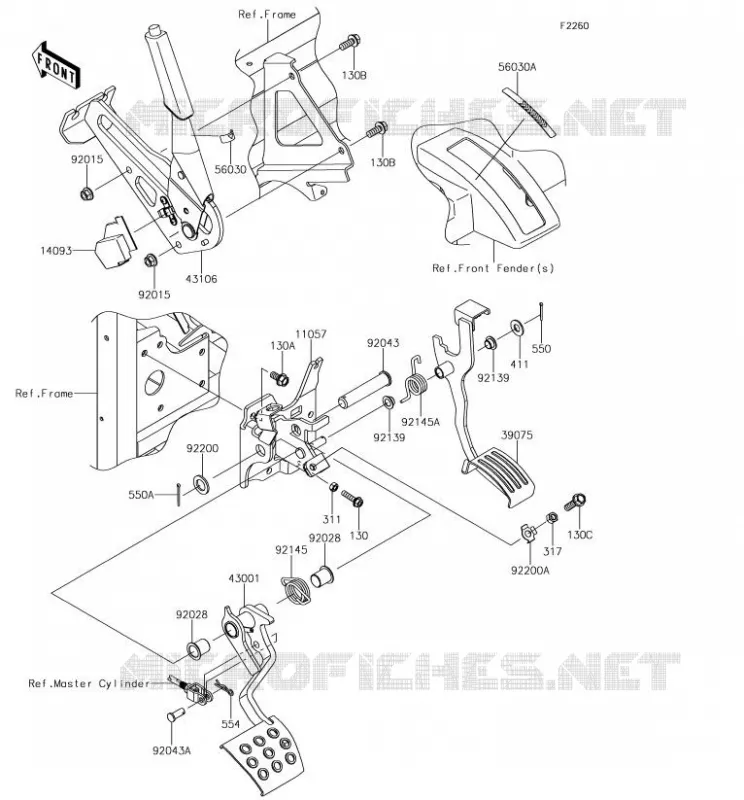 PEDALE DE FREIN/LEVIER ACCELERATEUR Kawasaki SSV 820 2018 MULE PRO-FXR  KAF820KJF