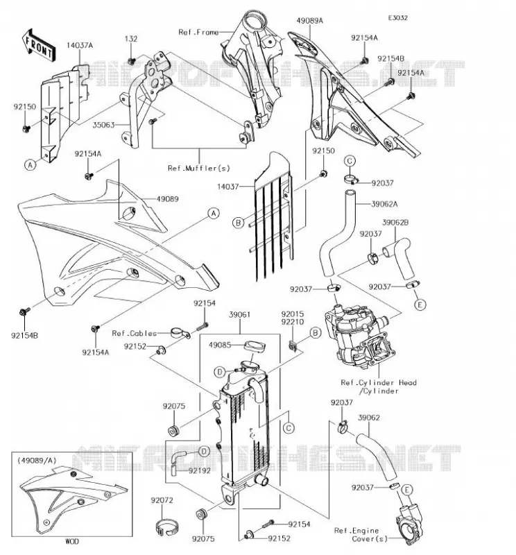 RADIATEUR Kawasaki TOUT-TERRAIN 85 2018 KX85-II  KX85DJF