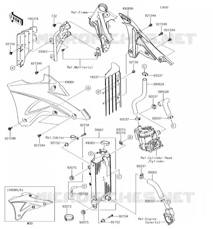 RADIATEUR Kawasaki TOUT-TERRAIN 85 2018 KX85  KX85CJF