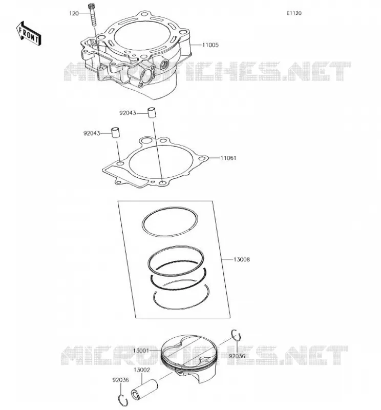 CYLINDRE/PISTON Kawasaki TOUT-TERRAIN 450 2018 KX450F  KX450HJF