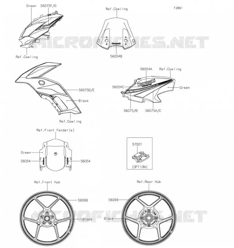 Decals(Green)(FKF) Kawasaki MOTOS 650 2019 VERSYS 650  KLE650FKFA