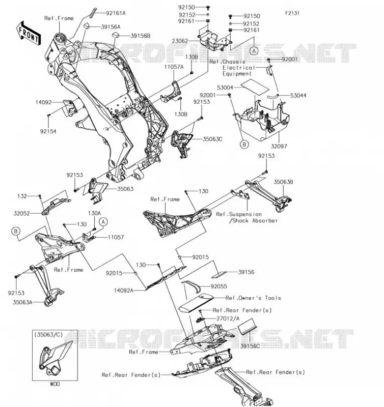 PIECE DE CADRE (COUVERTURE) Kawasaki MOTOS 1000 2019 Z1000R  ZR1000JKF