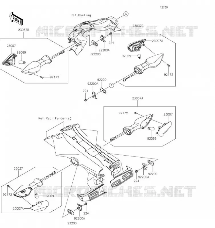 CLIGNOTANTS Kawasaki MOTOS 900 2019 Z900  ZR900DKF