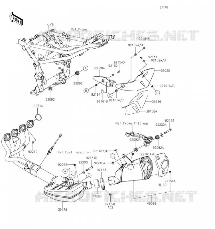 &Eacute;CHAPPEMENT Kawasaki MOTOS 900 2019 Z900  ZR900DKF