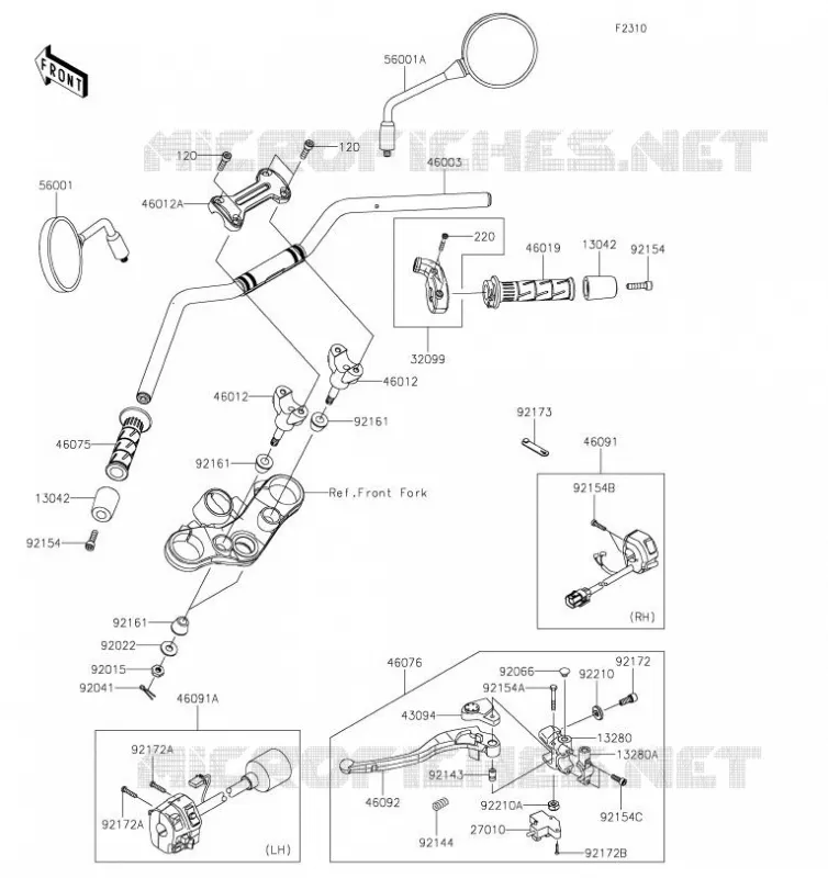 GUIDON Kawasaki MOTOS 900 2019 Z900RS CAFE  ZR900EKF