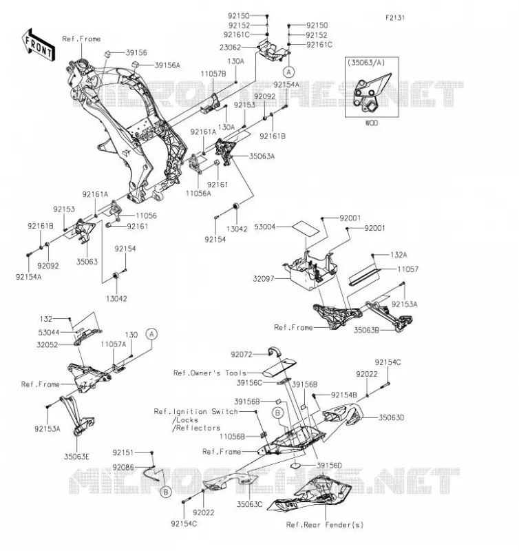 PIECE DE CADRE (COUVERTURE) Kawasaki MOTOS 1000 2019 Z1000SX  ZX1000WKF