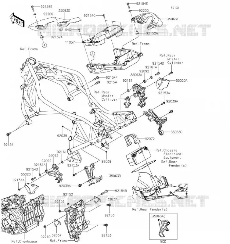 PIECE DE CADRE (COUVERTURE) Kawasaki MOTOS 1000 2019 NINJA H2 SX  ZX1002AKF