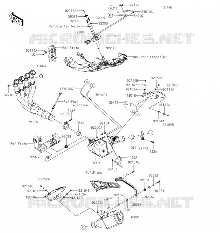 &Eacute;CHAPPEMENT Kawasaki MOTOS 1000 2019 NINJA ZX-10RR  ZX1002GKF