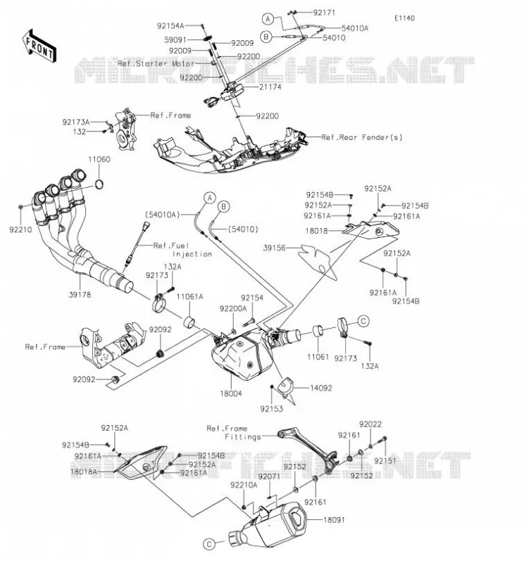 &Eacute;CHAPPEMENT Kawasaki MOTOS 1000 2019 NINJA ZX-10R SE  ZX1002HKF