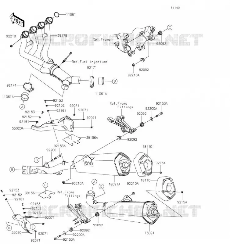 &Eacute;CHAPPEMENT Kawasaki MOTOS 1400 2019 ZZR1400  ZX1400JKF