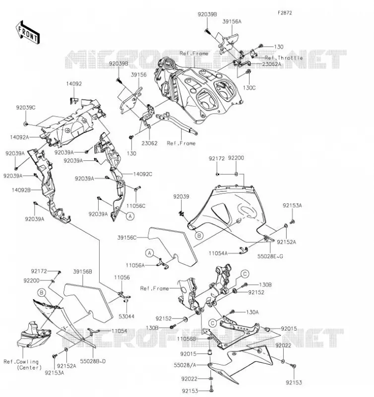 CARENAGE INFERIEUR Kawasaki MOTOS 1400 2019 ZZR1400 PERFORMANCE SPORT  ZX1400JKF