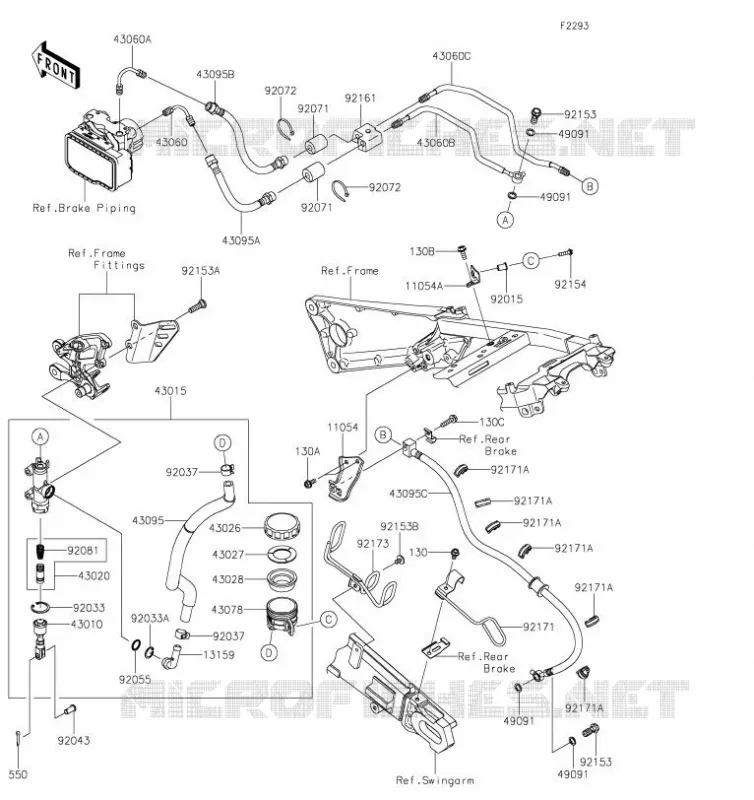 MAITRE CYLINDRE ARRI&Egrave;RE Kawasaki MOTOS 1400 2019 ZZR1400 PERFORMANCE SPORT  ZX1400JKF