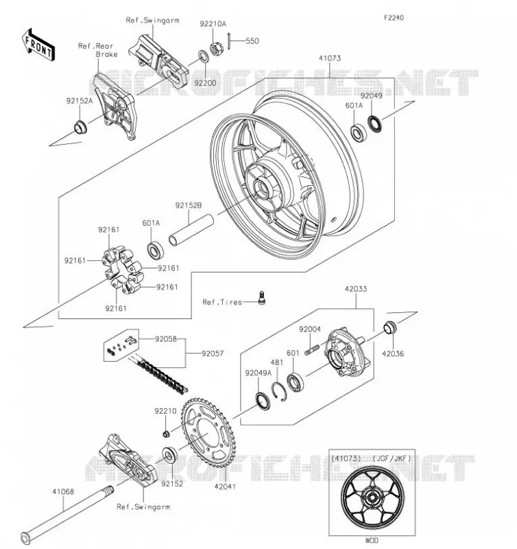 MOYEU ARRIERE Kawasaki MOTOS 1400 2019 ZZR1400 PERFORMANCE SPORT  ZX1400JKF