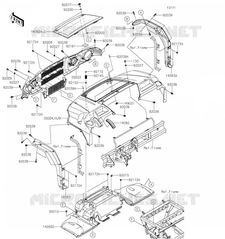 GARDE BOUE AVANT Kawasaki SSV 1000 2019 MULE PRO-DXT  KAF1000BKF
