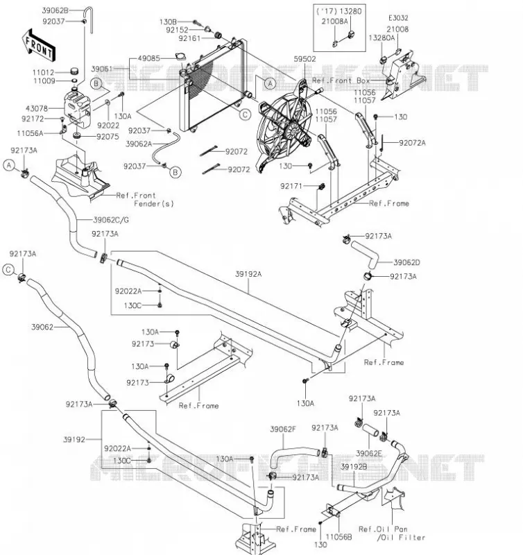 RADIATEUR Kawasaki SSV 1000 2019 MULE PRO-DXT  KAF1000BKF