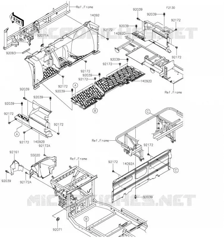 PIECE DE CADRE(AVANT) Kawasaki SSV 1000 2019 MULE PRO-DXT  KAF1000BKF