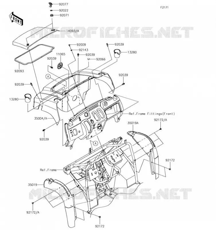 GARDE BOUE AVANT Kawasaki SSV 400 2019 MULE SX  KAF400HKF