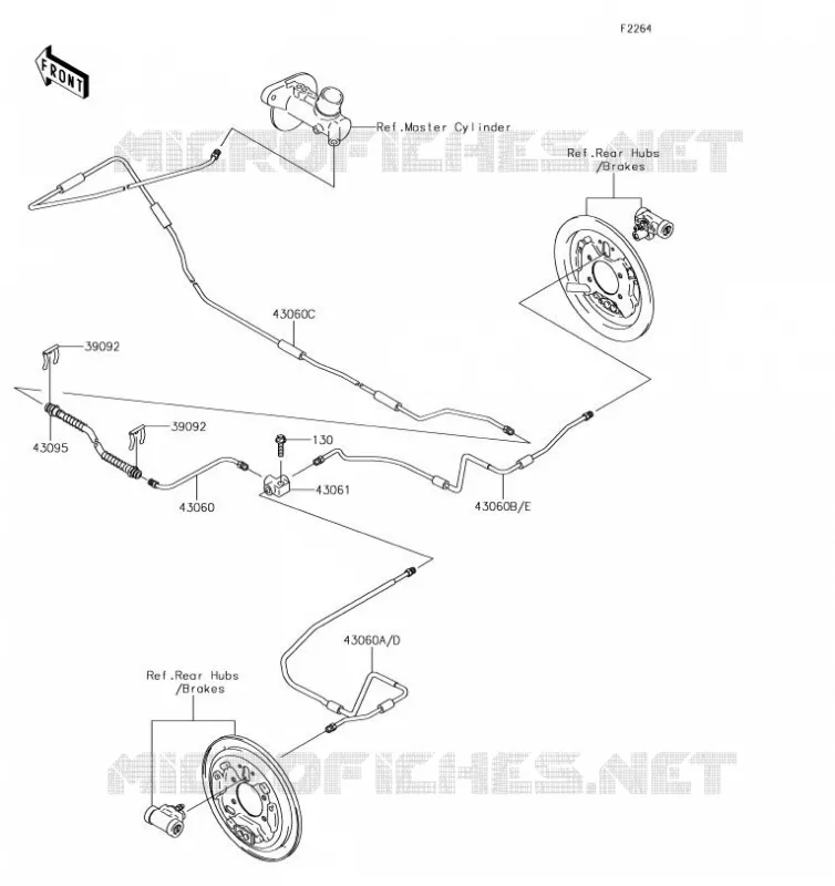 FLEXIBLE DE FREIN ARRIERE Kawasaki SSV 400 2019 MULE SX  KAF400JKF