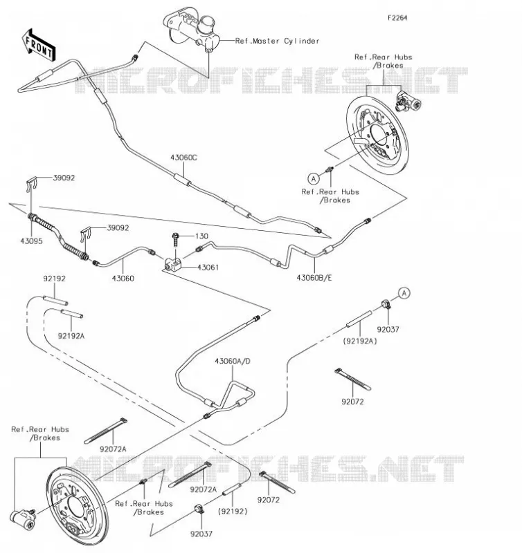 FLEXIBLE DE FREIN ARRIERE Kawasaki SSV 400 2019 MULE SX  KAF400LKF