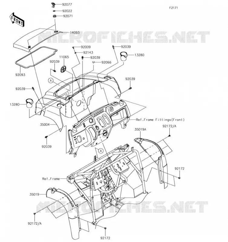 GARDE BOUE AVANT Kawasaki SSV 400 2019 MULE SX  KAF400MKF