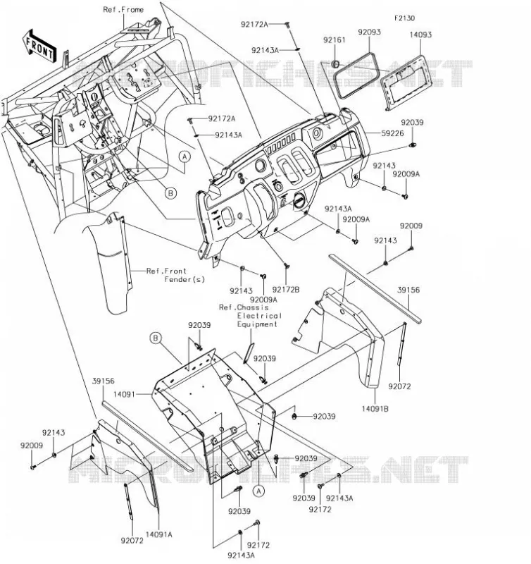 PIECE DE CADRE(AVANT) Kawasaki SSV 400 2019 MULE SX  KAF400MKF