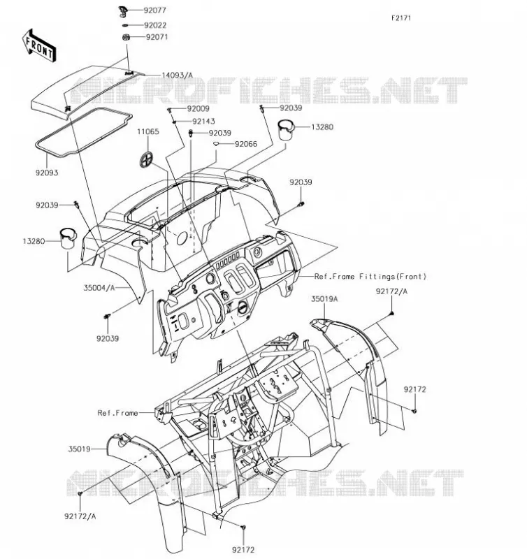 GARDE BOUE AVANT Kawasaki SSV 400 2019 MULE SX  KAF400NKF